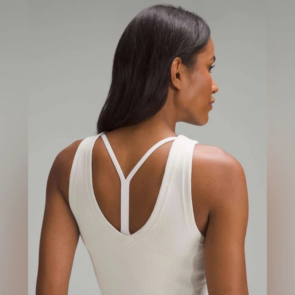 Lululemon Ribbed Softstreme Cropped Tank Top, Bone, 12